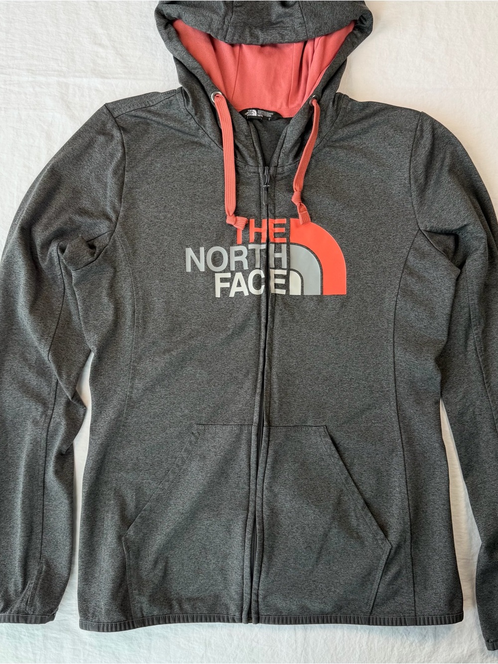 The North Face Women’s Full Zip Hoodie M Gray Coral Half Dome Stretch Athletic